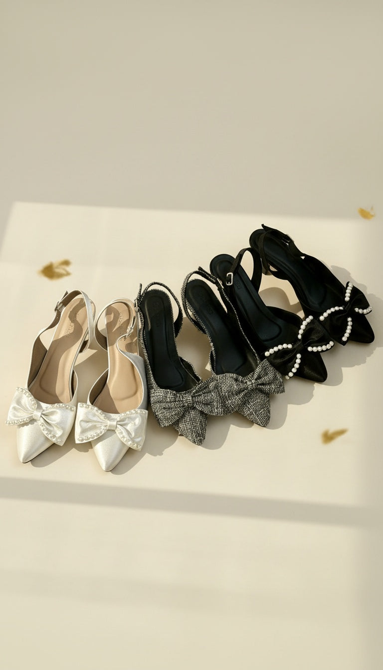 Moonlit Black Pearl Slingback Pumps
