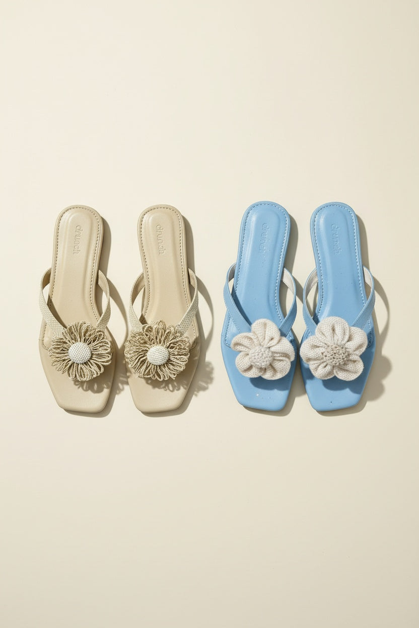 Luna Floral Flats - Off White