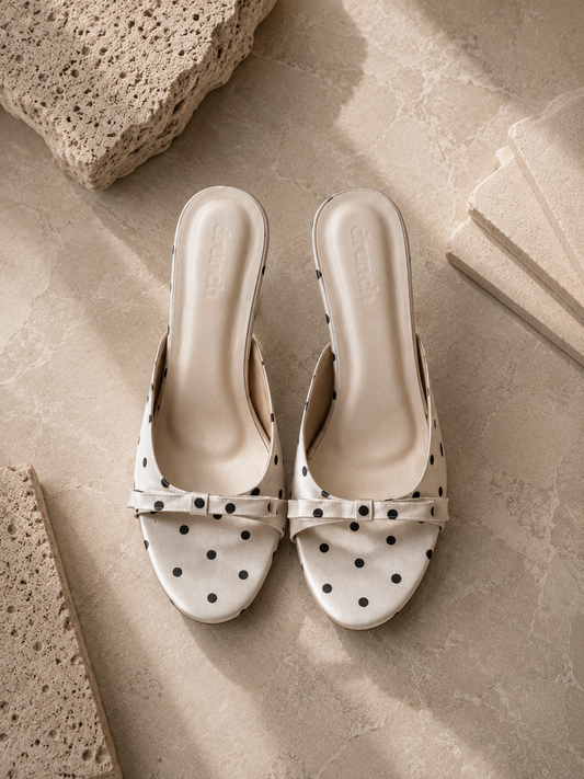Amalfi Polka Heels - White
