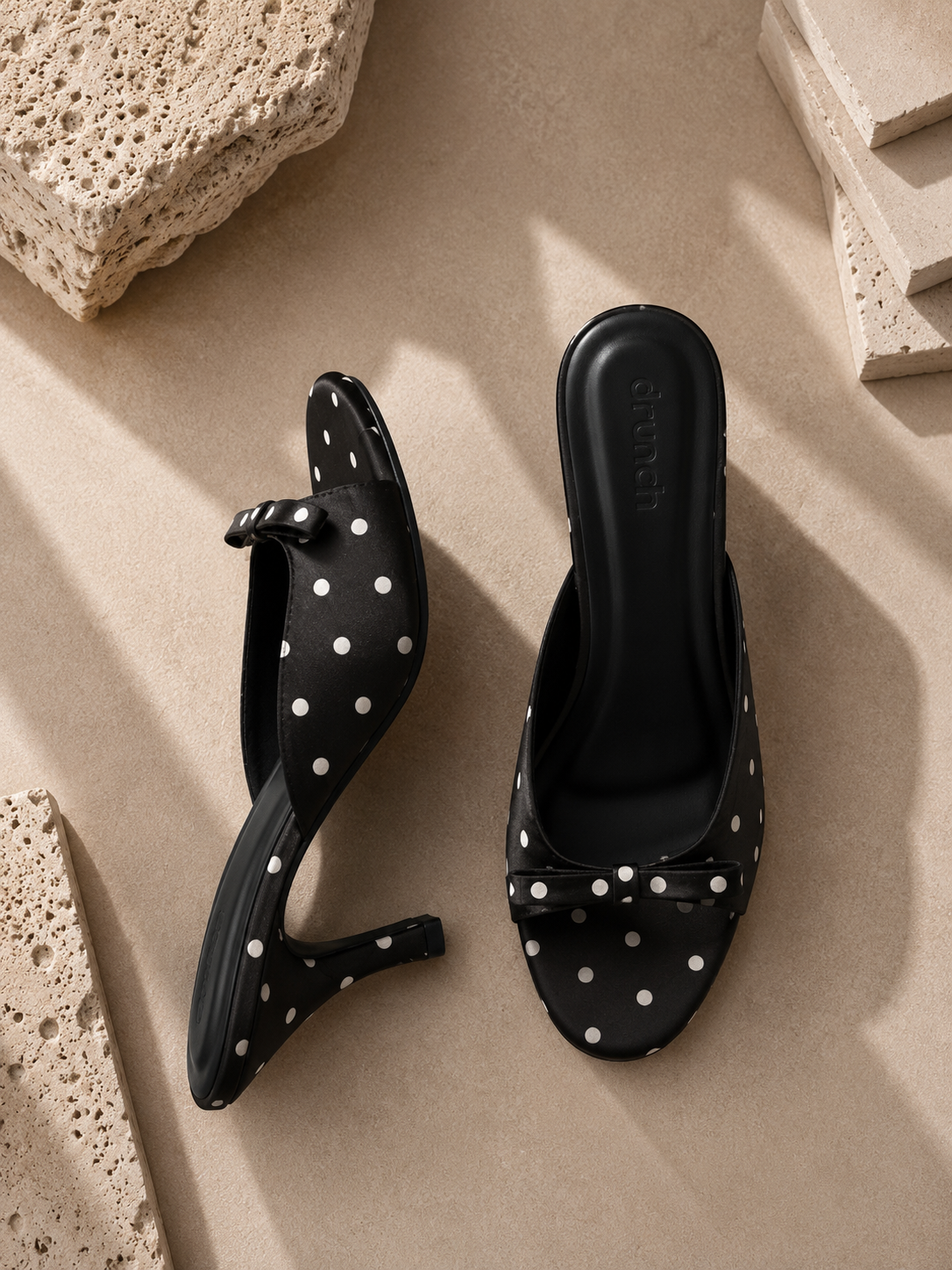 Amalfi Polka Heels - Black