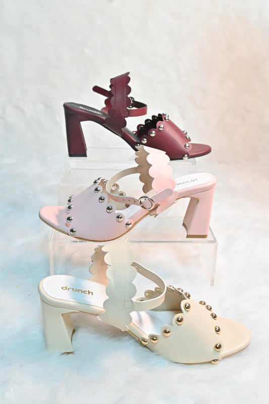 Scallop Heels - Burgundy