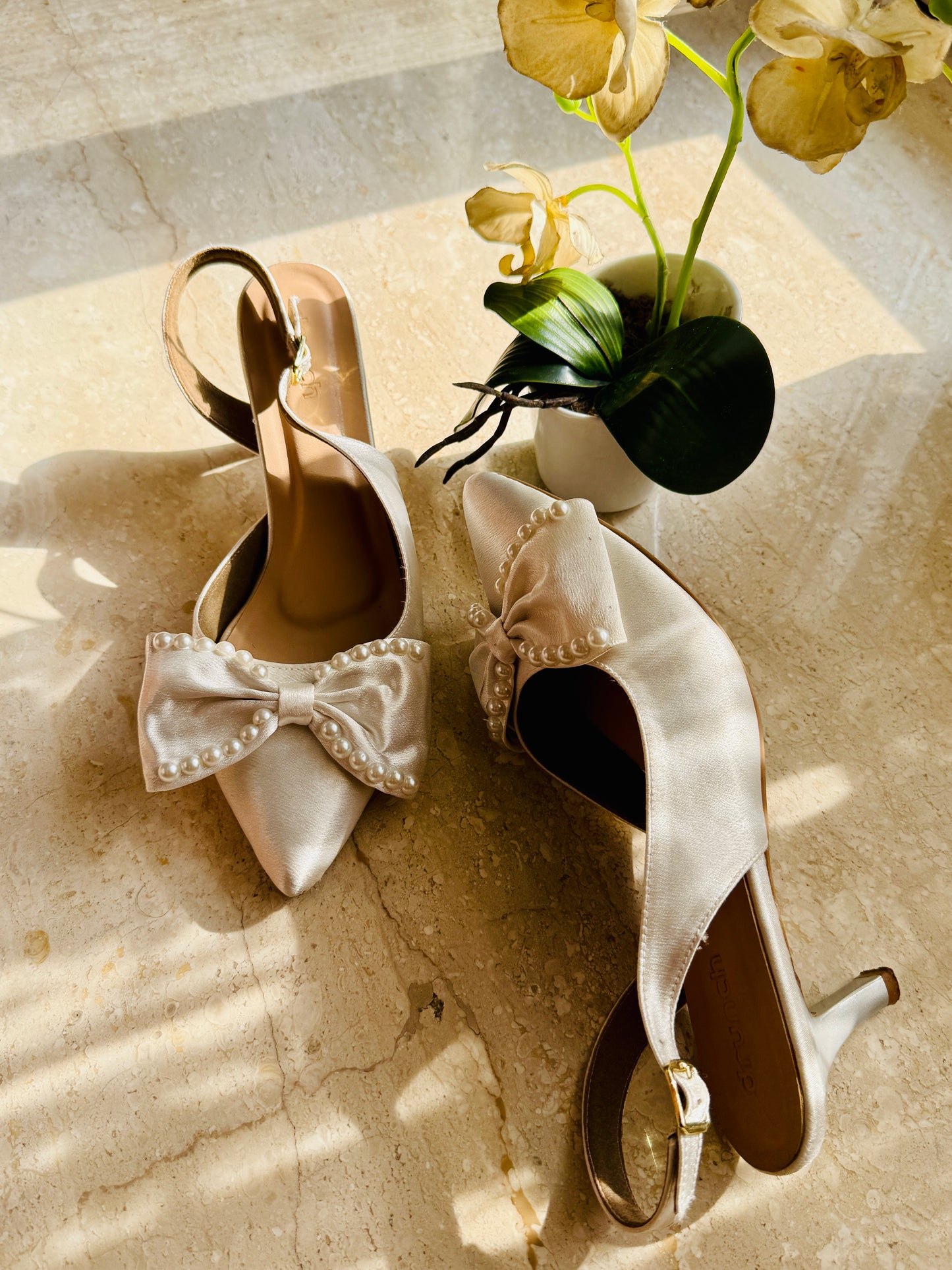 Moonlit White Pearl Slingback Pumps
