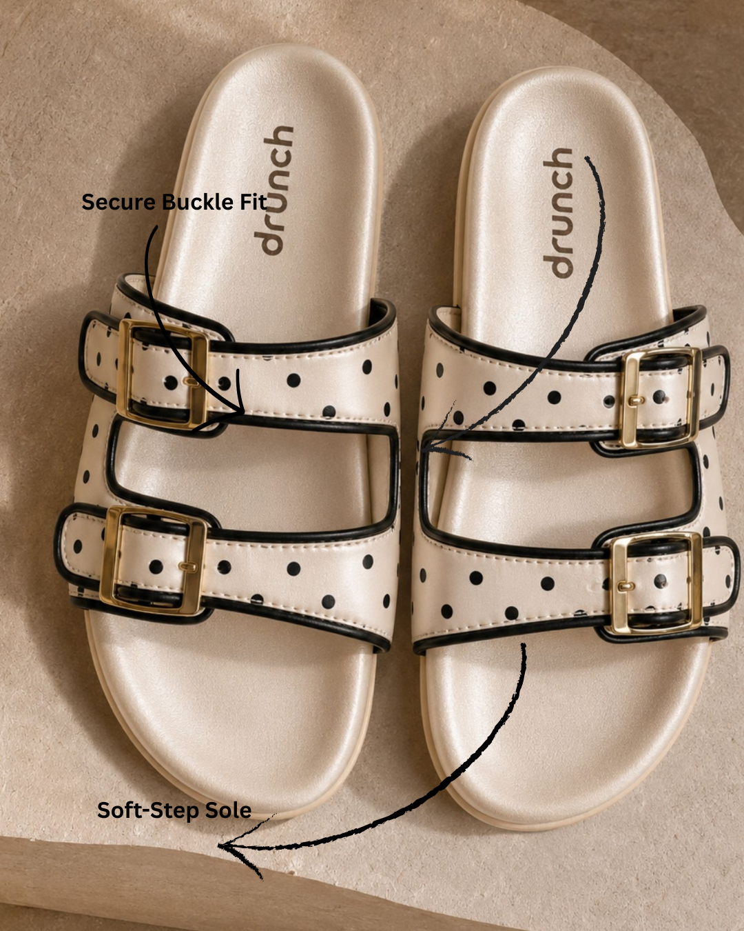 Polka Cork White Sandals for Women