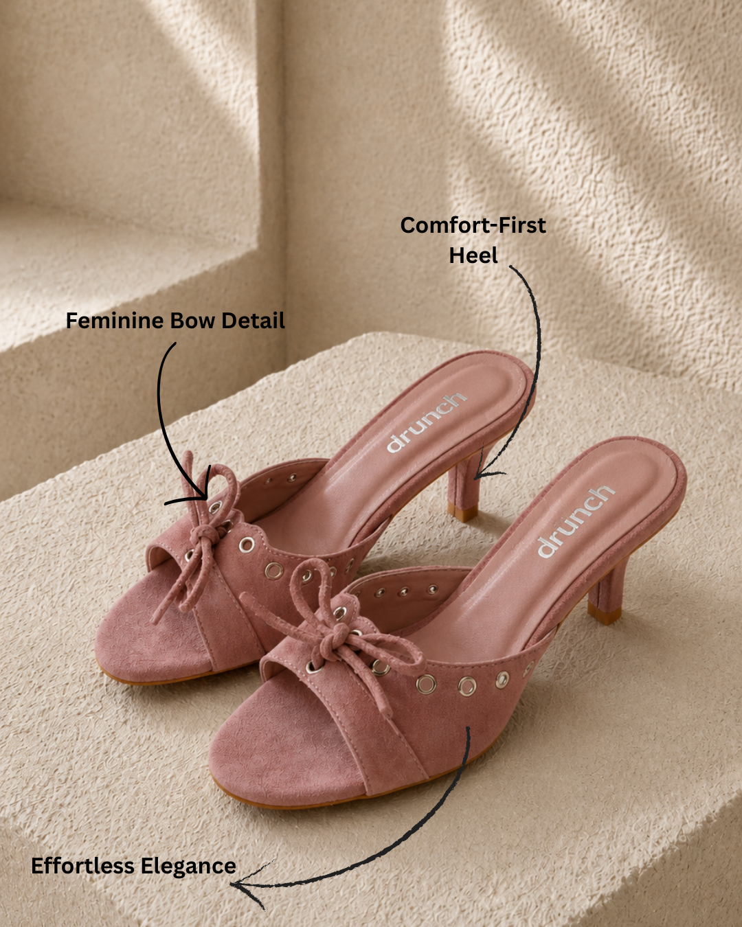 Eclipse Suede Heels - Dusty Pink
