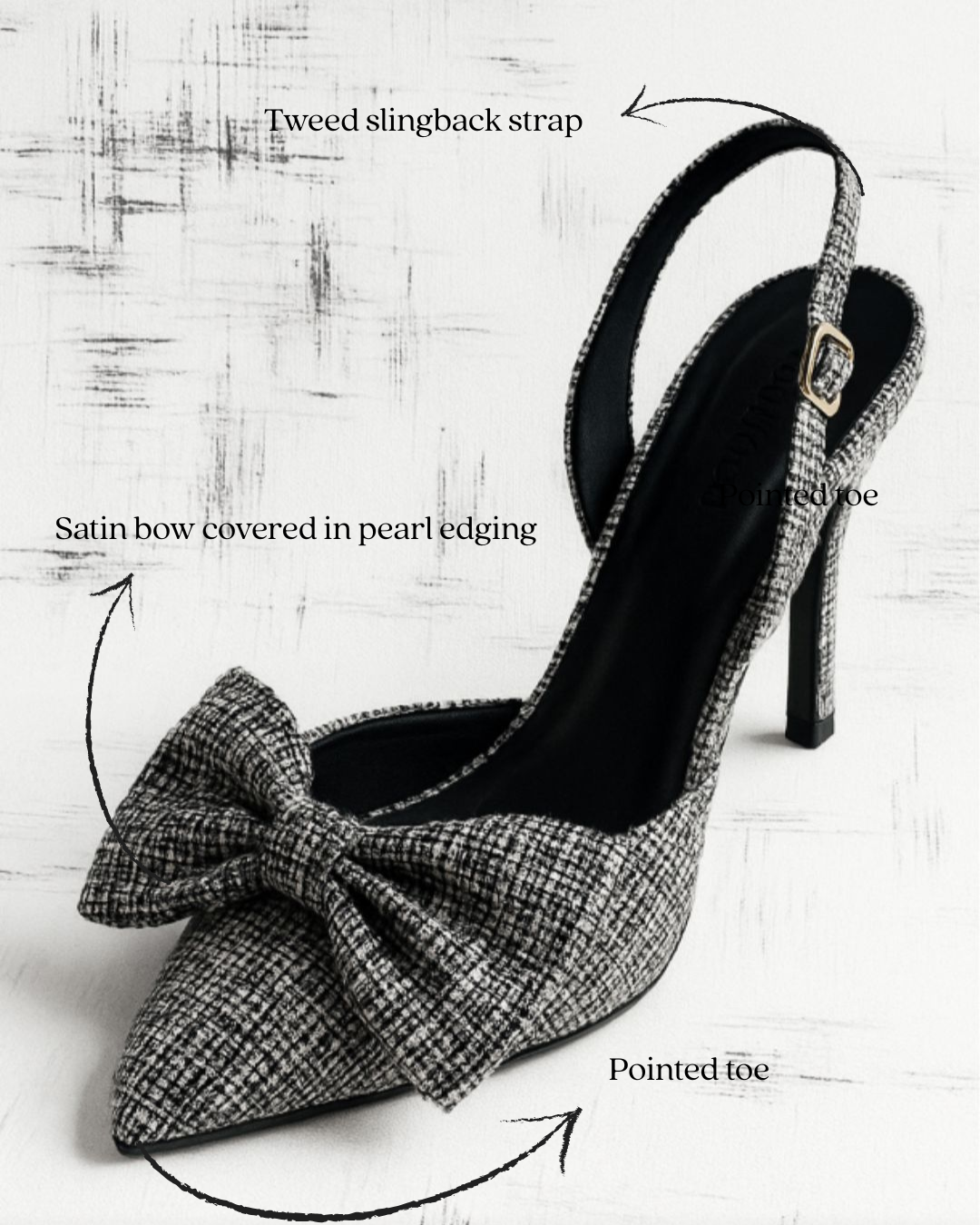 Moonlit Tweed Slingback Pumps - Styled Flat Lay | drunch