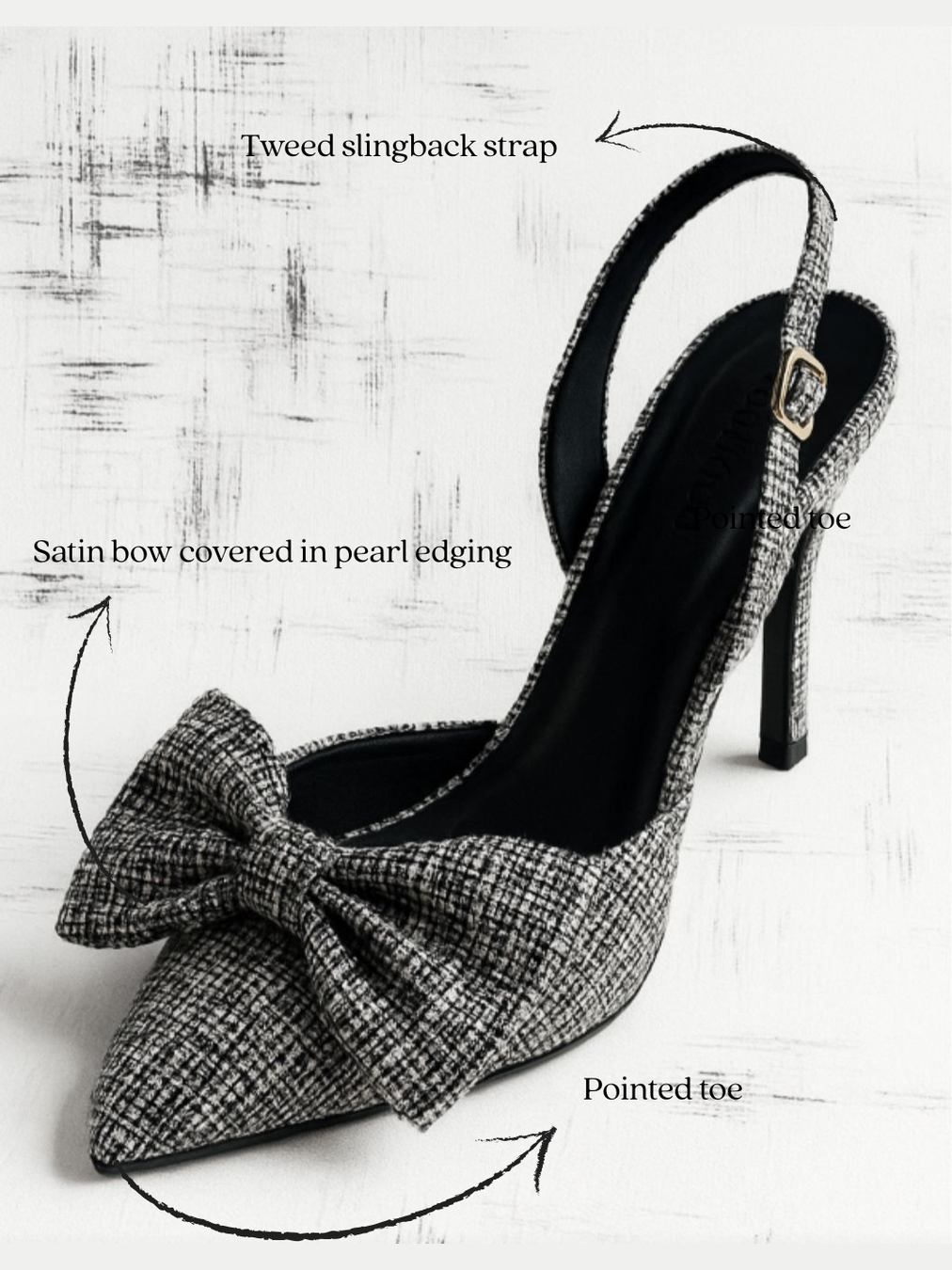 Moonlit Tweed Slingback Pumps - Styled Flat Lay | drunch