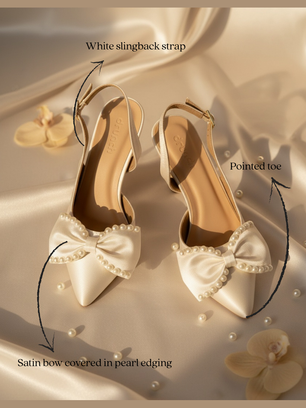 Moonlit White Pearl Slingback Pumps - Styled Flat Lay | drunch