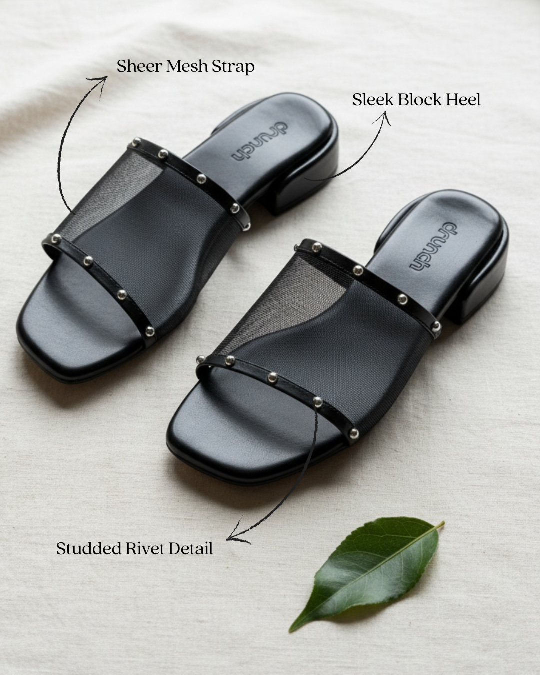 Nova Rivet Flats Black - Styled Flat Lay | drunch