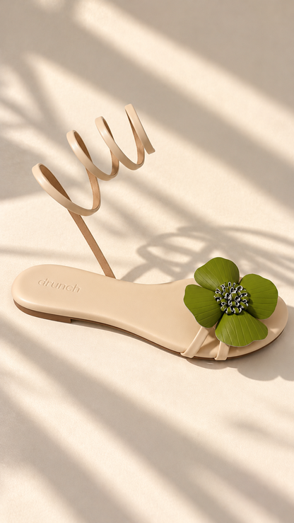 Bloom Spiral Flats - Olive & Off White