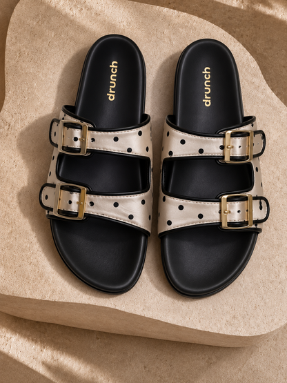 Polka Cork Slides - White