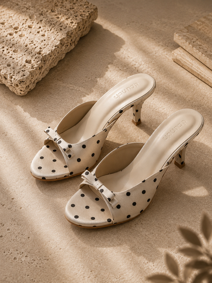 Amalfi Polka Heels - White