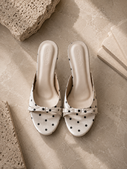 Amalfi Polka Heels - White