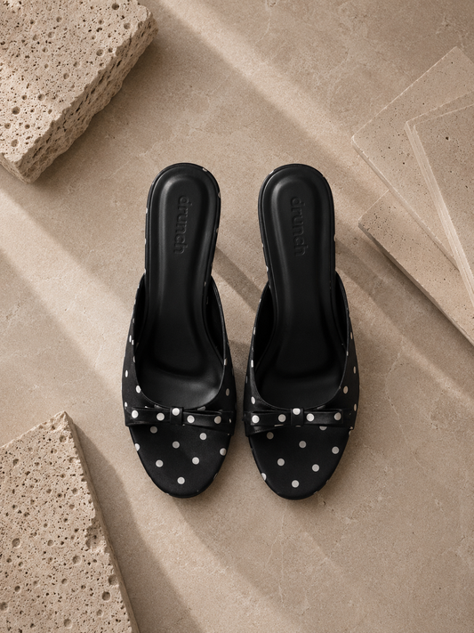Amalfi Polka Heels - Black