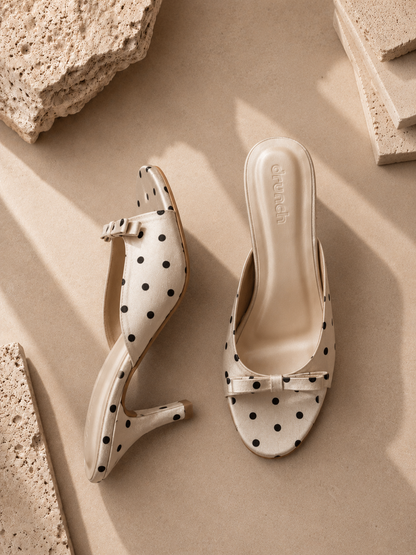 Amalfi Polka Heels - White