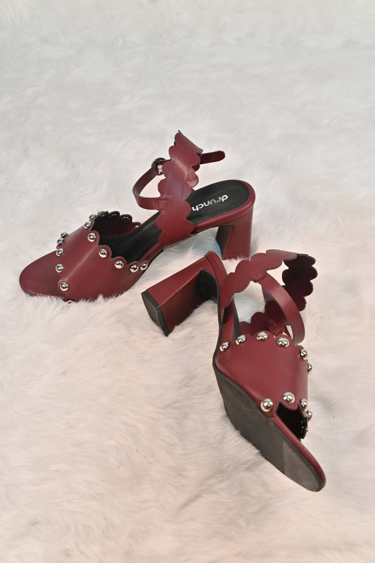 Scallop Heels - Burgundy