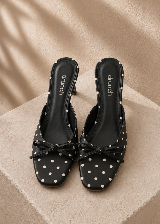 Amalfi Polka Heels - Black