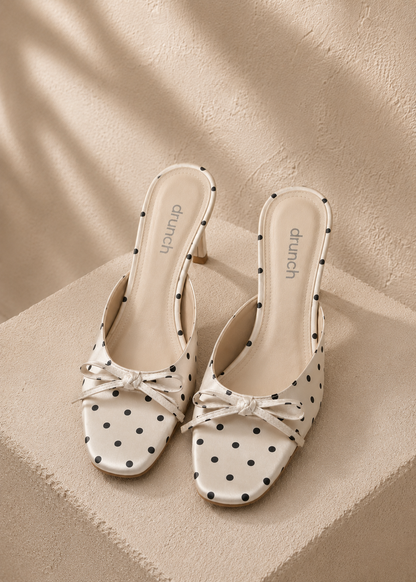Amalfi Polka Heels - White