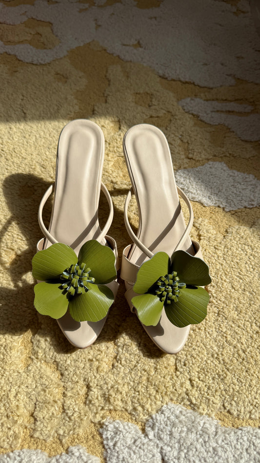 Olive Bloom Heels