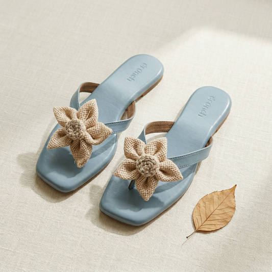 Luna Floral Flats - Blue