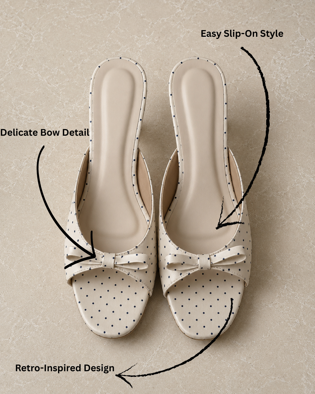 Amalfi Polka Heels - White