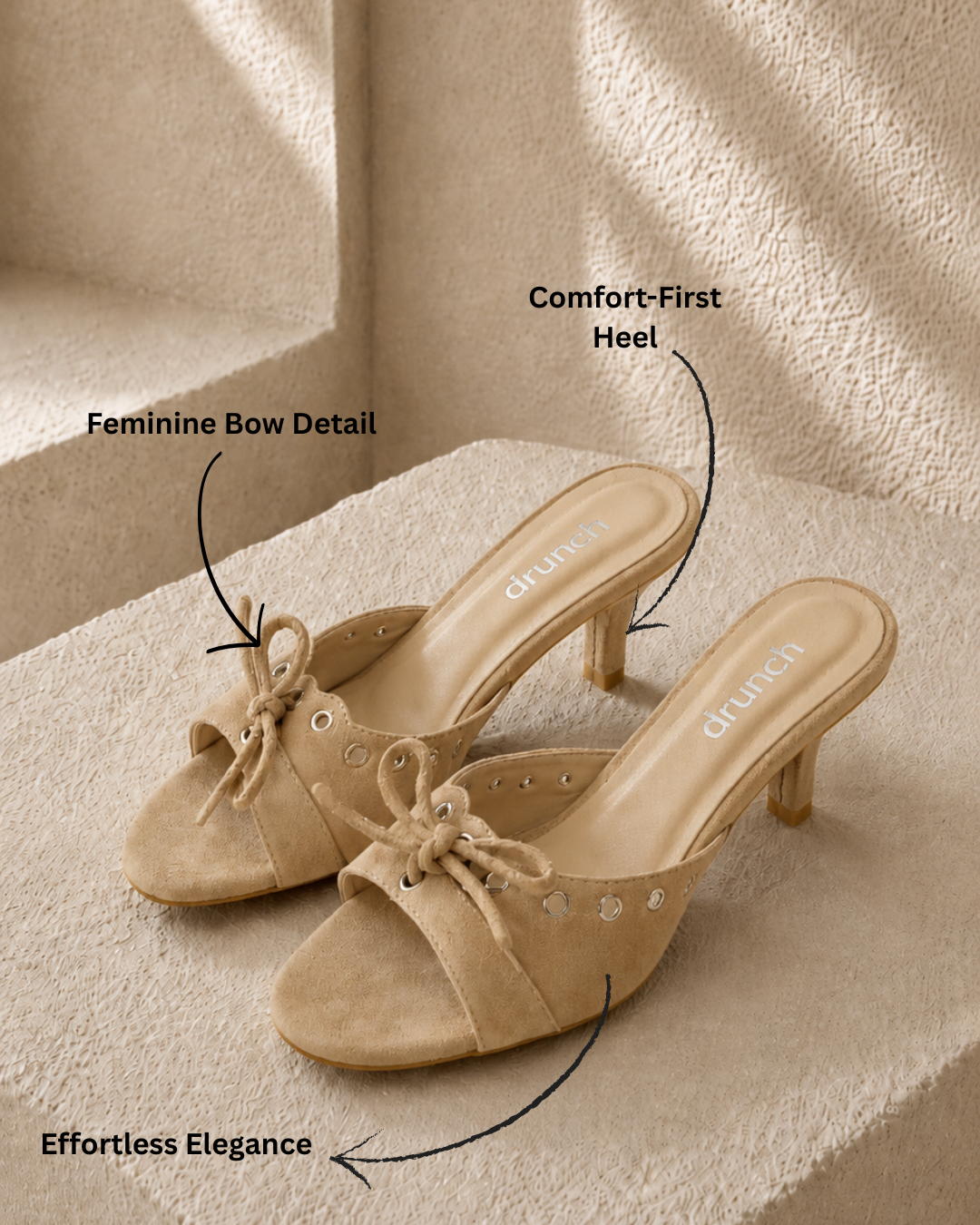 Eclipse Suede Heels - Beige