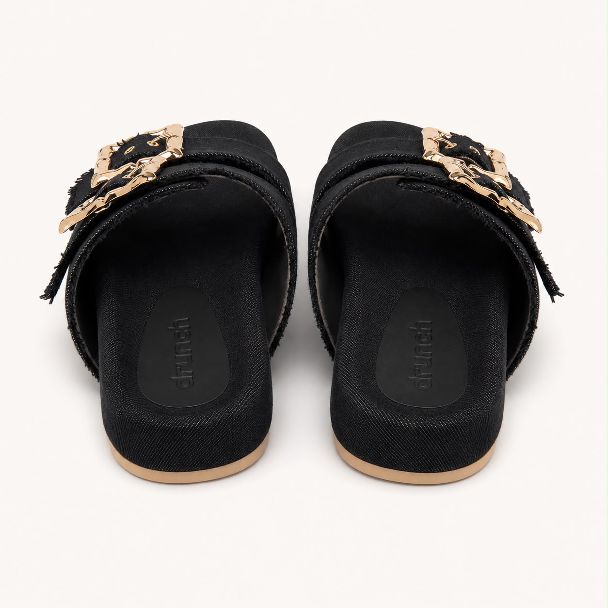 Denim Cork Slides - Black