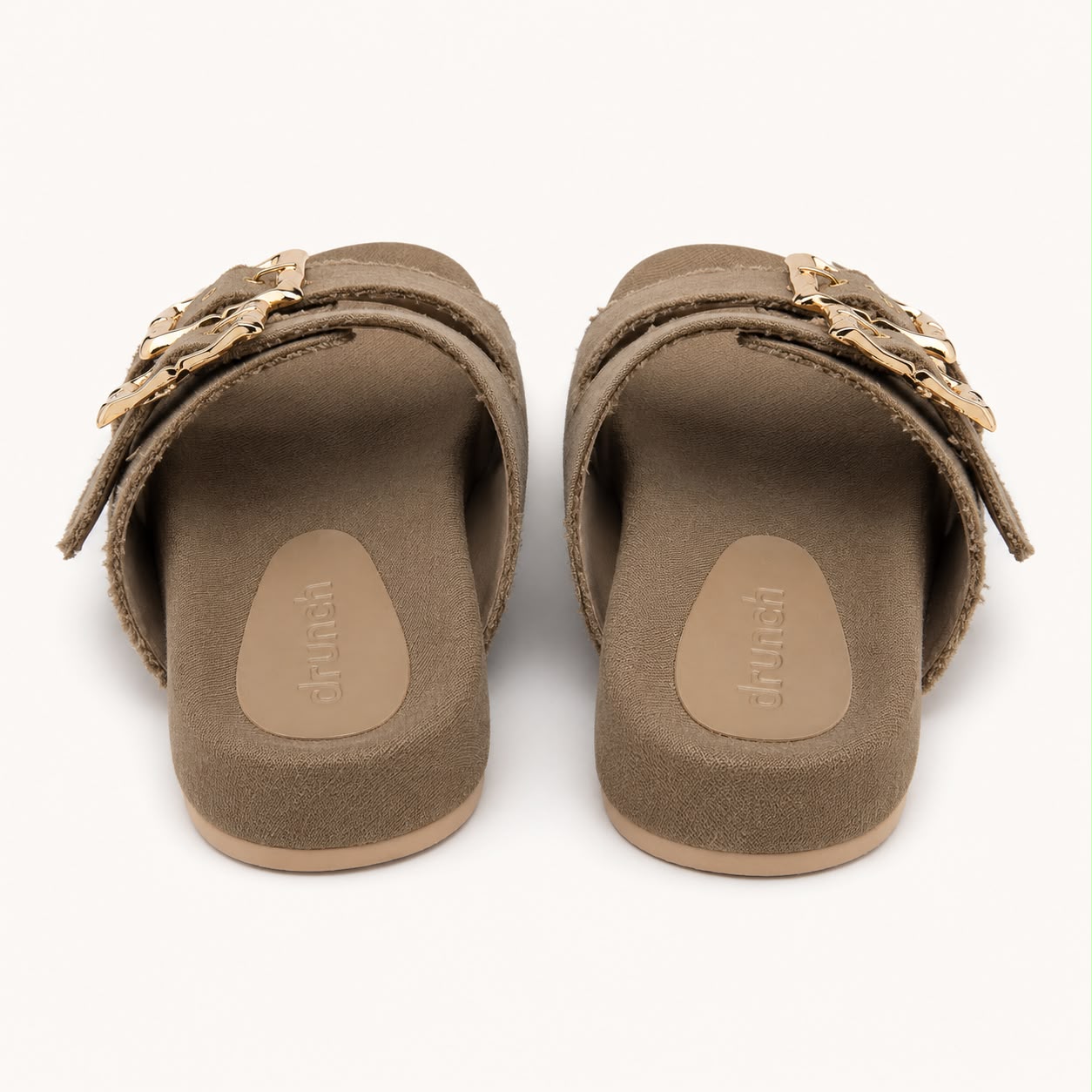 Denim Cork Slides- Khaki