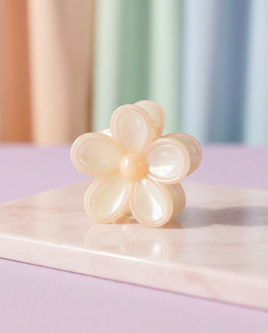 Flower Pop Beach Clip - White & Peach