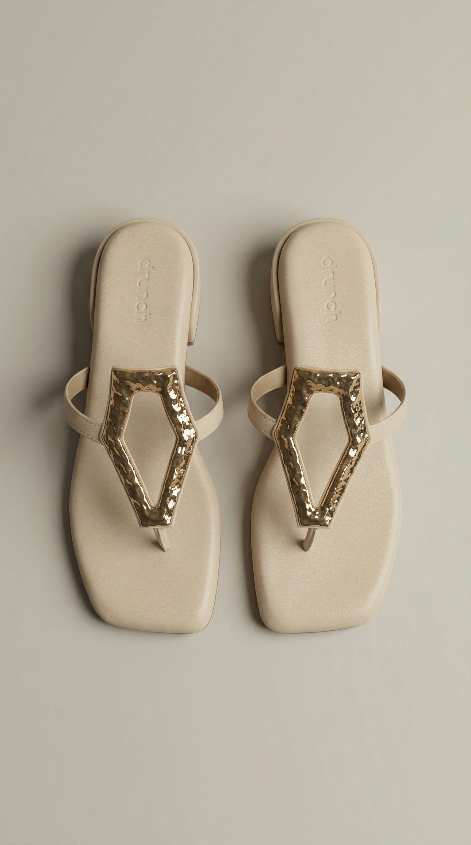 Afterglow Flats in Off White – Top Angle View of Embellished Buckle Flats | Drunch