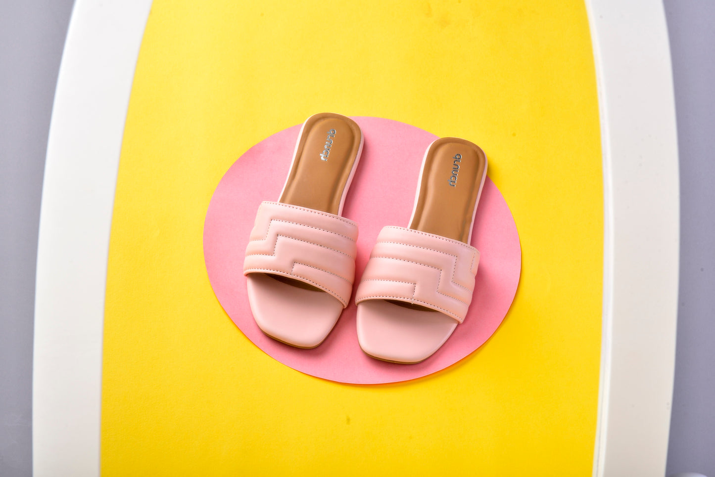 Cosmopolitan Flats Blush Pink – front view, open square-toe slip-on flats for women