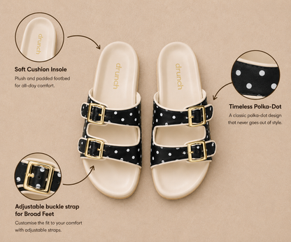 Polka Cork Slides - Black