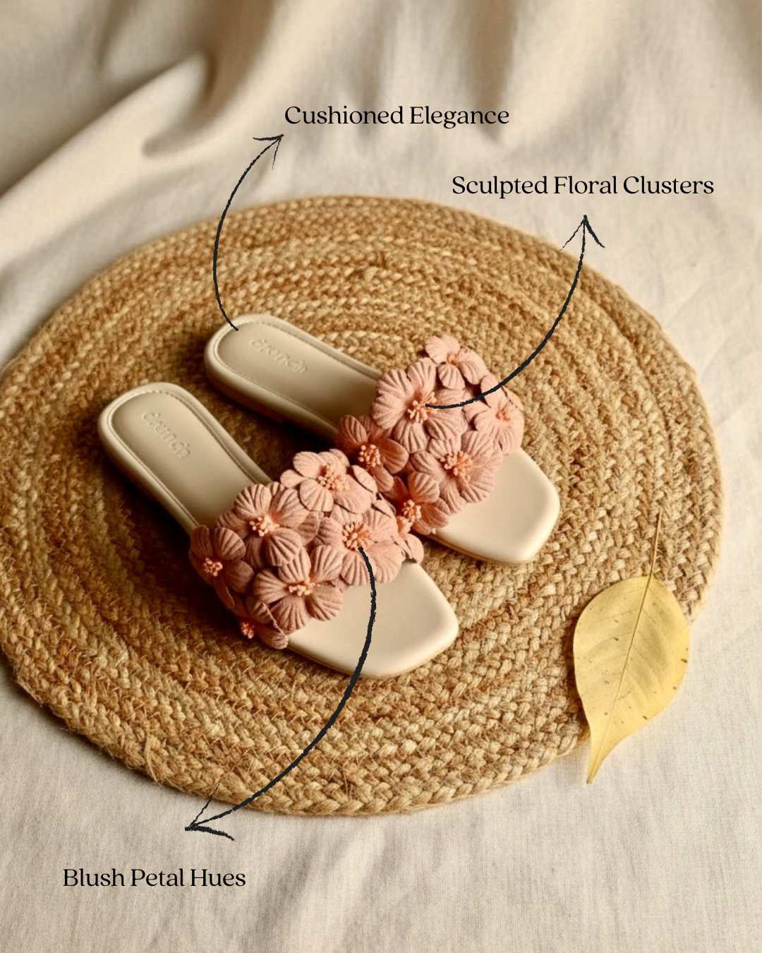 Gili Flats Peach – lifestyle styling, women's casual floral flats