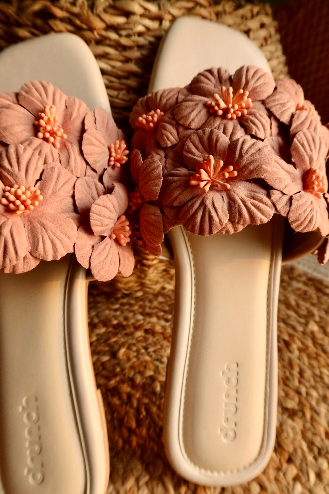 Gili Flats Peach – side view, lightweight cushioned flats for women