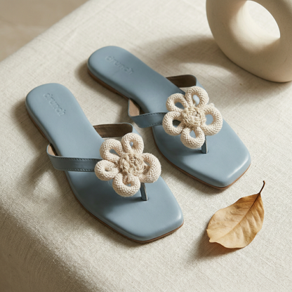 Luna Floral Flats Blue - Circle Flower Shape | drunch