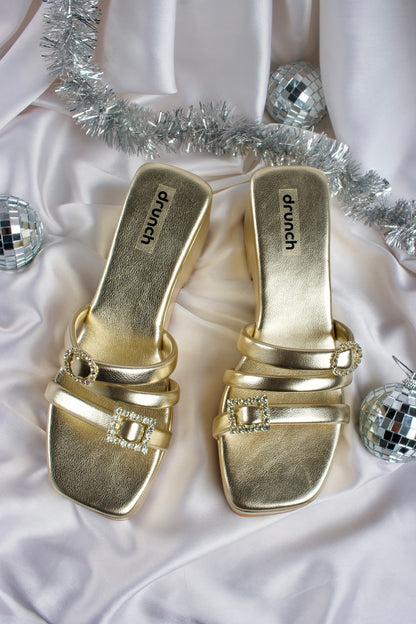 Martini Wedges Gilded Gold – side view, 3-inch embellished wedge heels for women