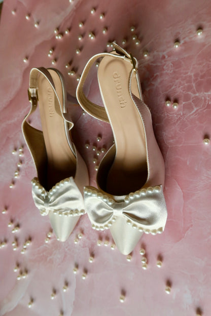 Moonlit White Pearl Heels - On Foot Bridal Styling | drunch