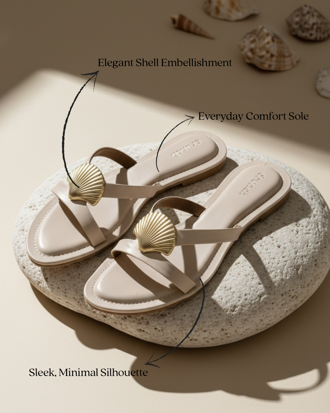 Noa Shell Flats Off White - Styled Flat Lay | drunch