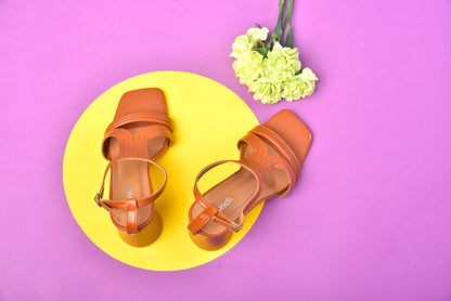 Pina Colada Heels Dusky Brown – angled view, minimalist strap cylindrical heels for women