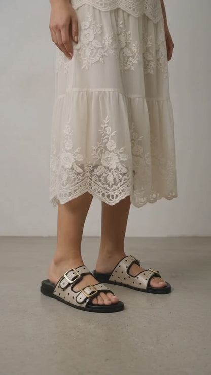 Polka Cork Slides - White