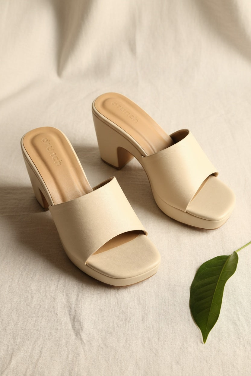 Sava Wedges in Off White - Women's Open Square-Toe Mid-Height Wedges | drunch