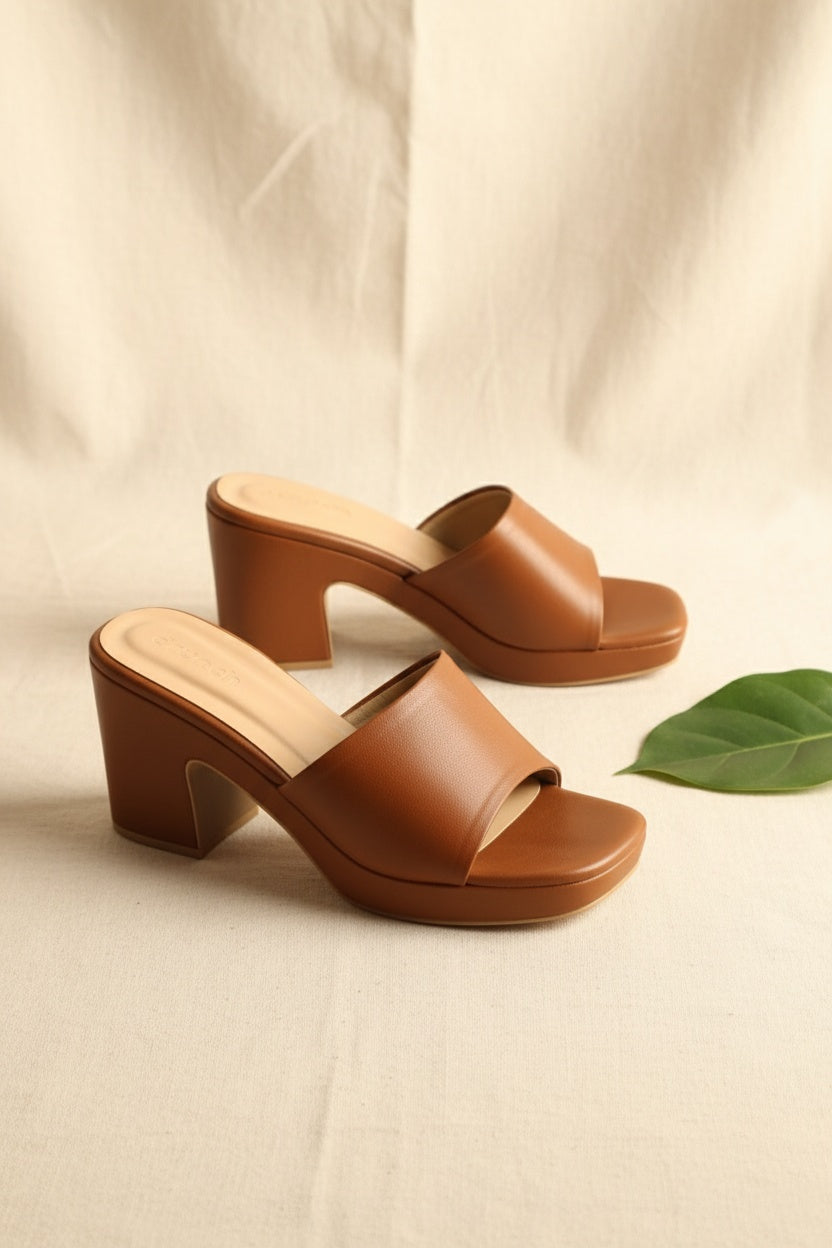 Sava Wedges in Tan - Women's Open Square-Toe Mid-Height Wedges | drunch