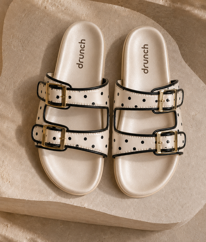 Polka Cork White Sandals for Women